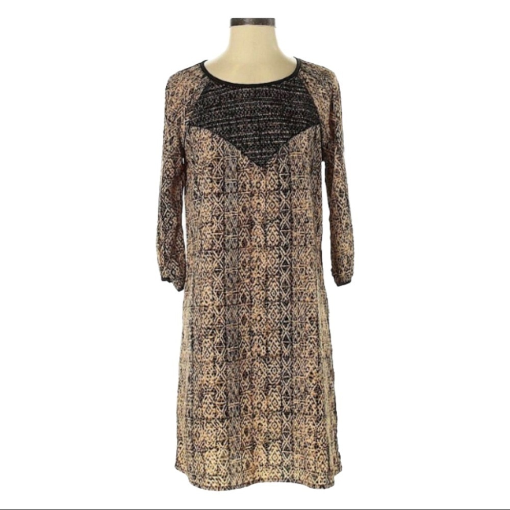 Maison Scotch & Soda Boho Geometric Print Lace Shift Dress Size S